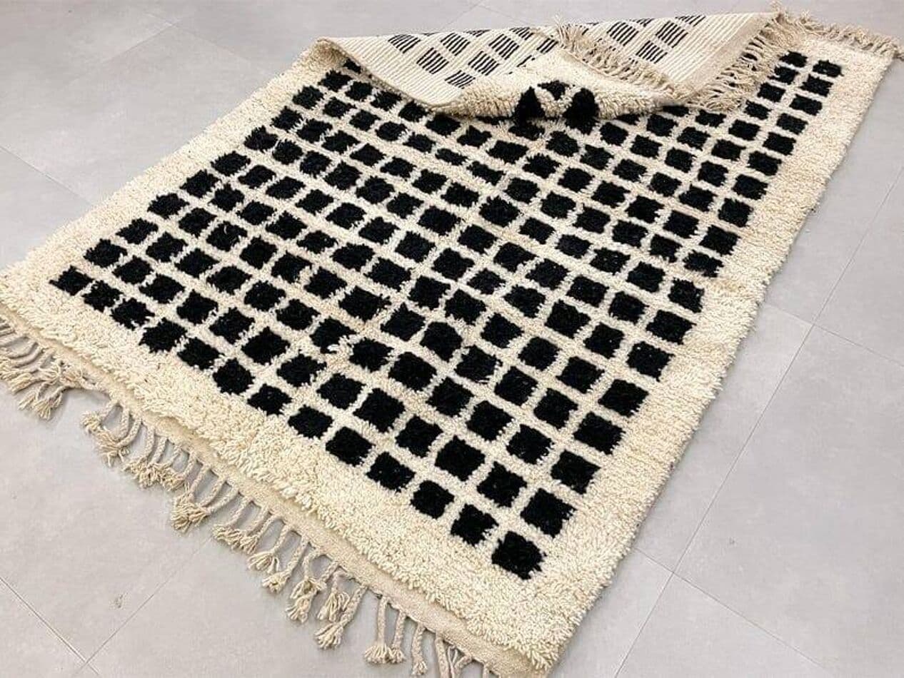 Ręcznie tkany dywan 150x250 cm, wełna, czarny, Maroko - 206786