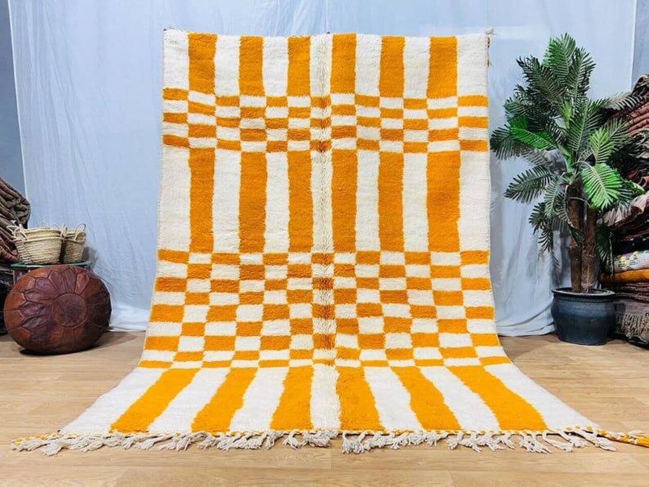 Ręcznie tkany dywan 150x250 cm, wełna, pomarańczowy, Maroko - 206772