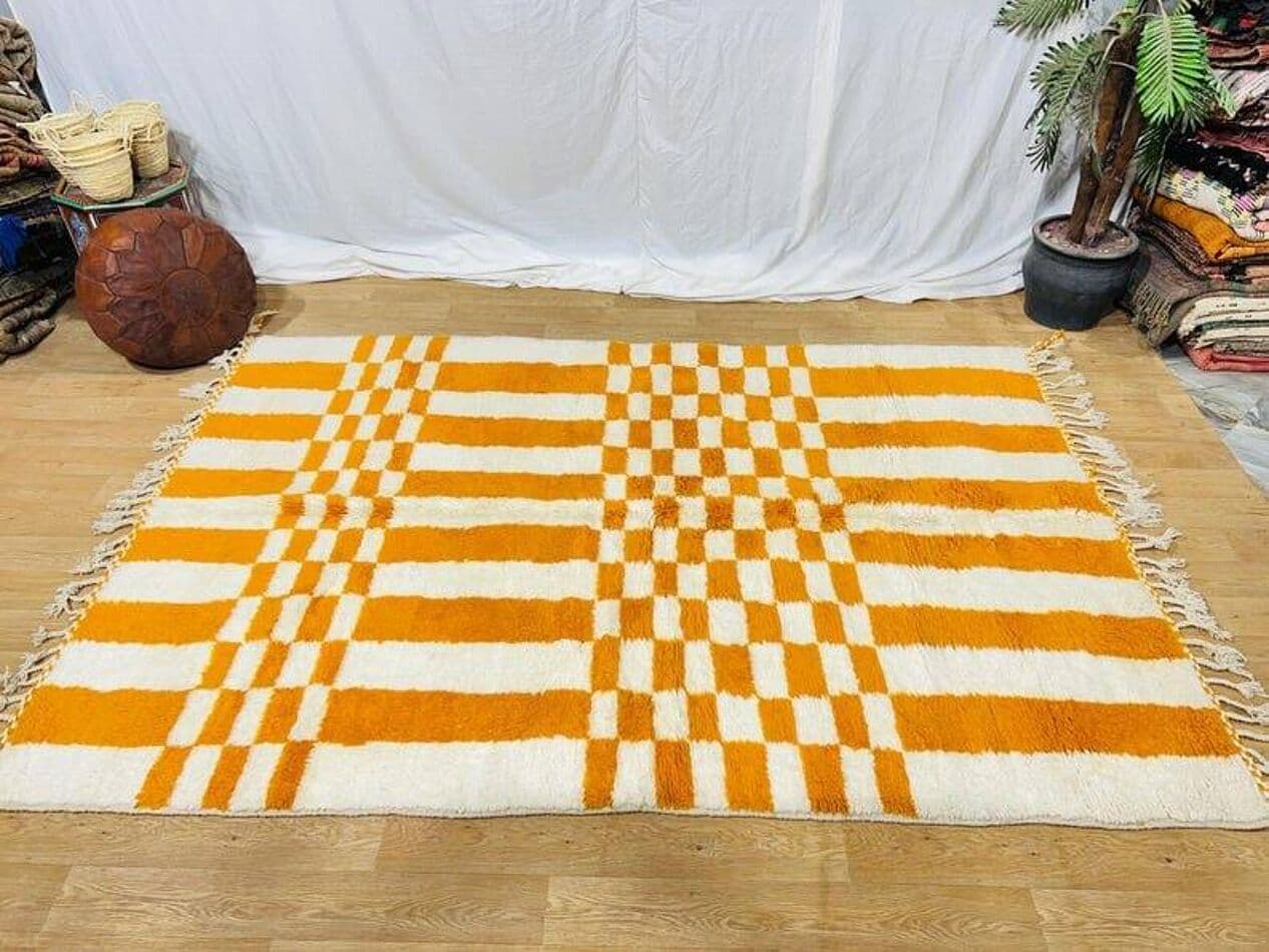 Ręcznie tkany dywan 150x250 cm, wełna, pomarańczowy, Maroko - 206776