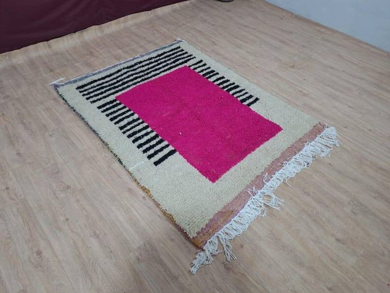 Ręcznie tkany dywan 150x250 cm, wełna, różowy, Maroko - 206714