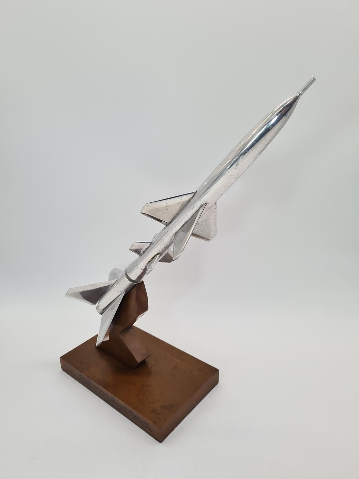 Model rakiety pamiątkowy, srebrny, metal, ZSRR, lata 70. - 205948