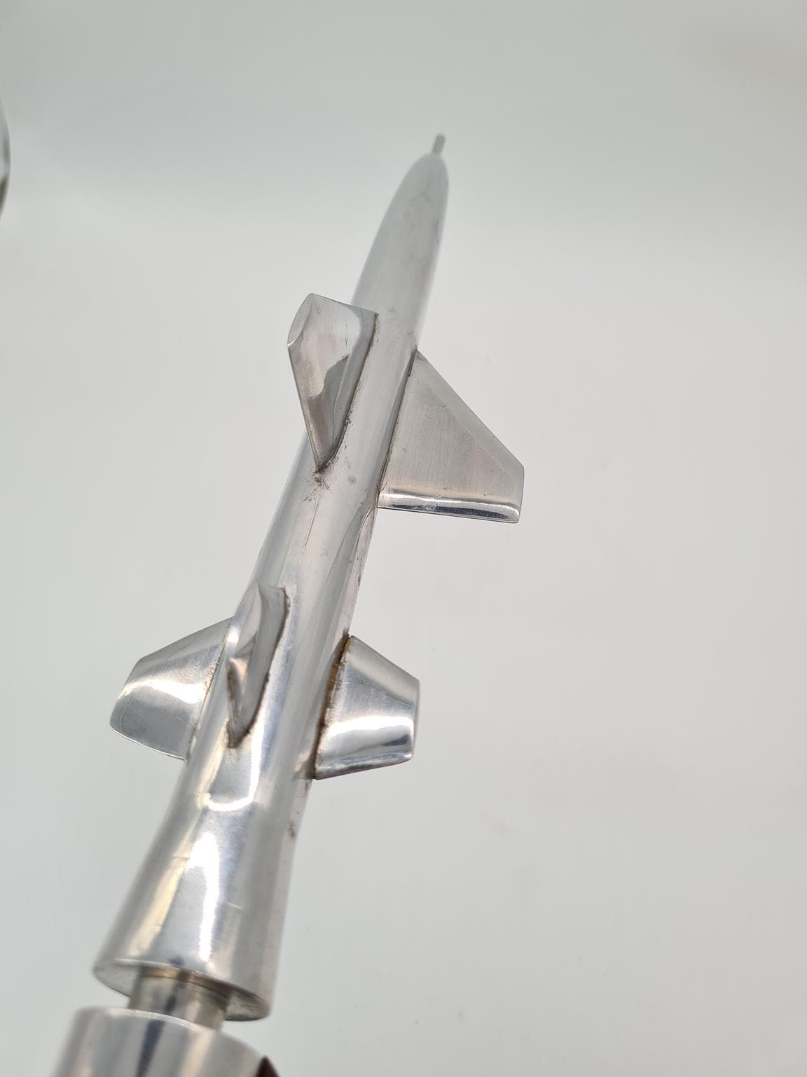 Model rakiety pamiątkowy, srebrny, metal, ZSRR, lata 70. - 205950