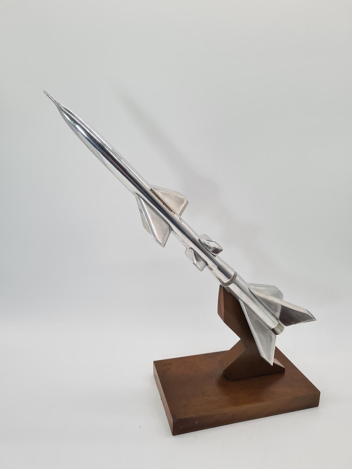 Model rakiety pamiątkowy, srebrny, metal, ZSRR, lata 70. - 205949