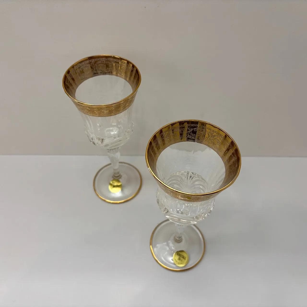 Para kieliszków do szampana, kryształ transparentny, Włochy, lata 70. - 14913