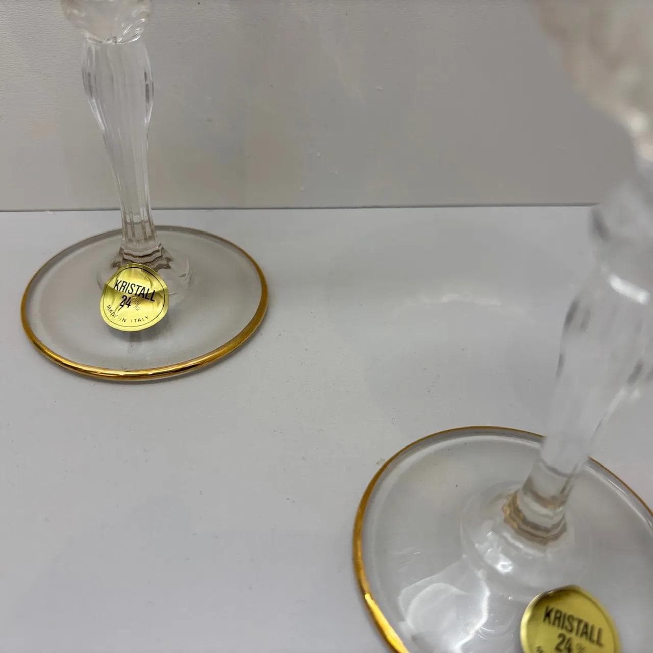 Para kieliszków do szampana, kryształ transparentny, Włochy, lata 70. - 14912