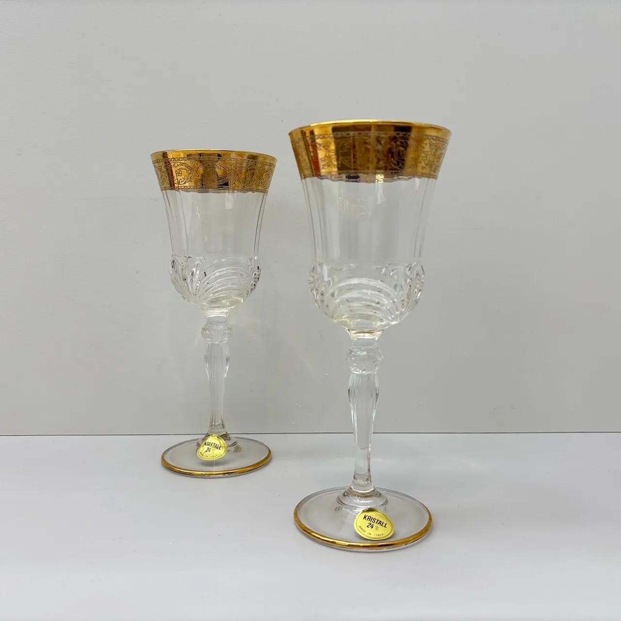 Para kieliszków do szampana, kryształ transparentny, Włochy, lata 70. - 14917