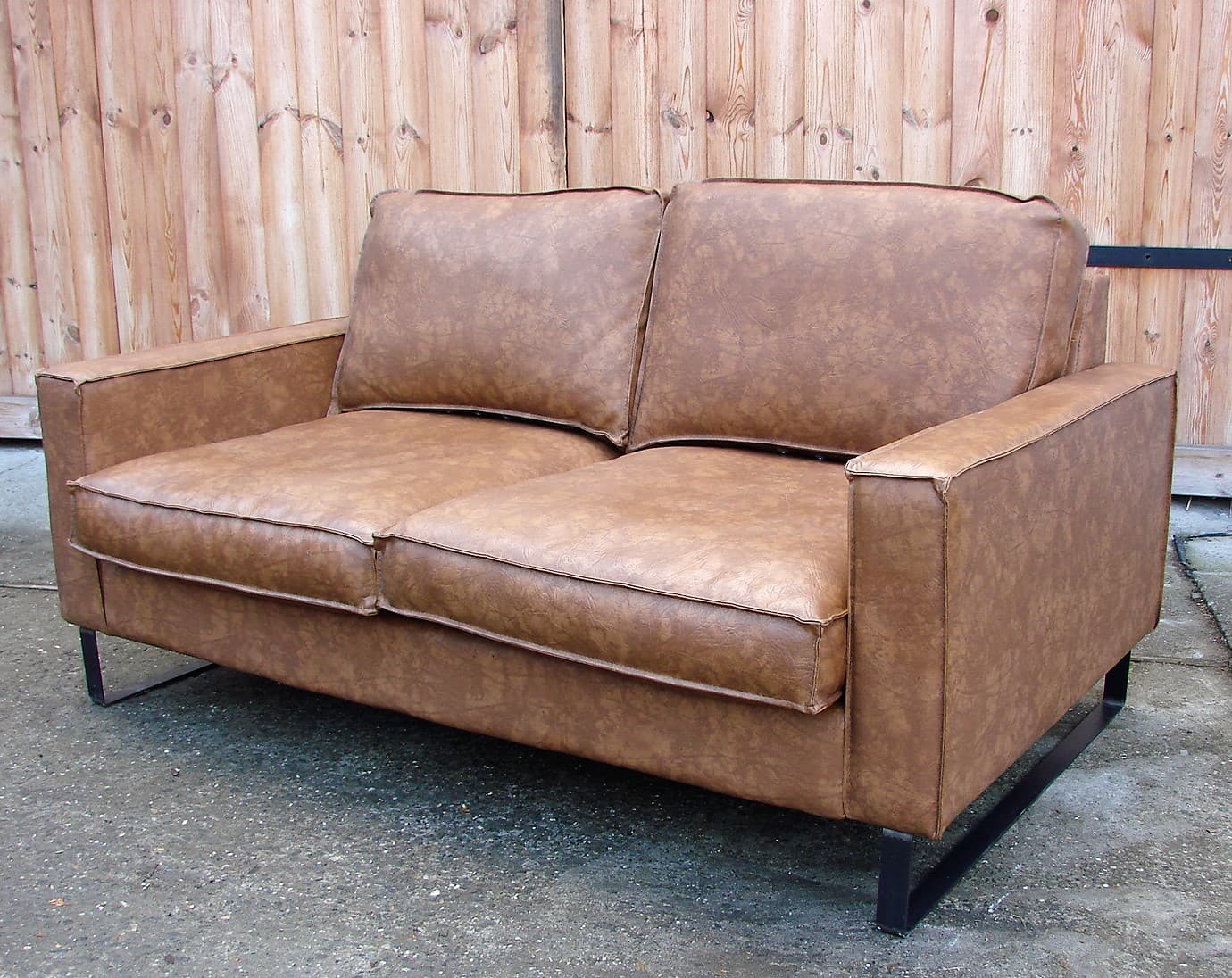 Sofa modernistyczna, brązowy, tkanina, stal czarna, lata 80. - 205991