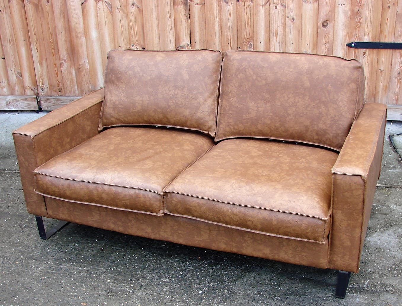 Sofa modernistyczna, brązowy, tkanina, stal czarna, lata 80. - 206002