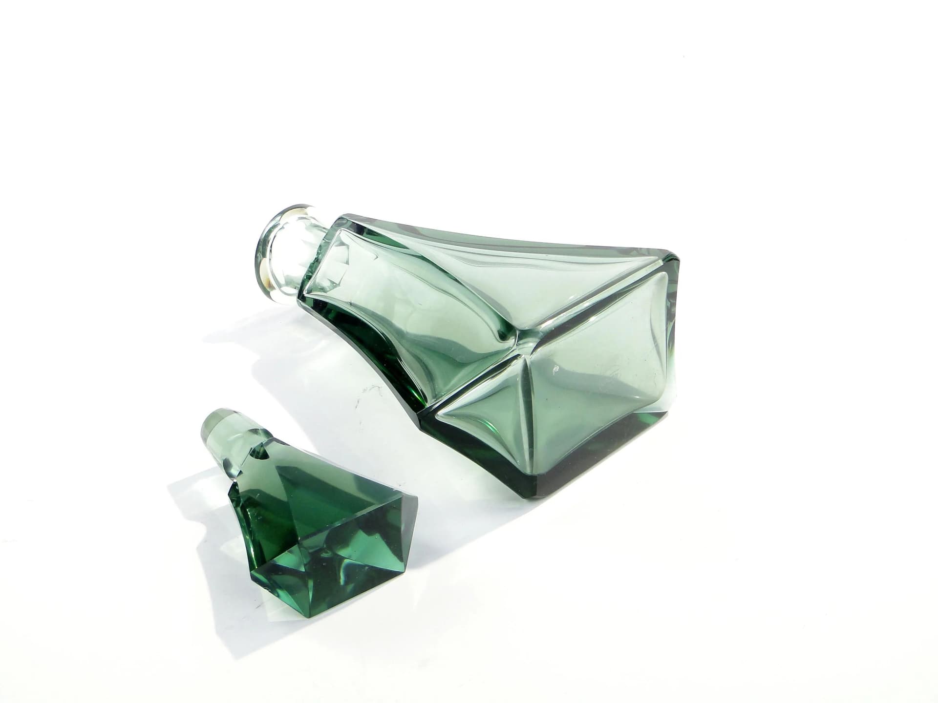 Karafka art déco, turkus, kryształ, Moser, Czechosłowacja, lata 30. - 14947