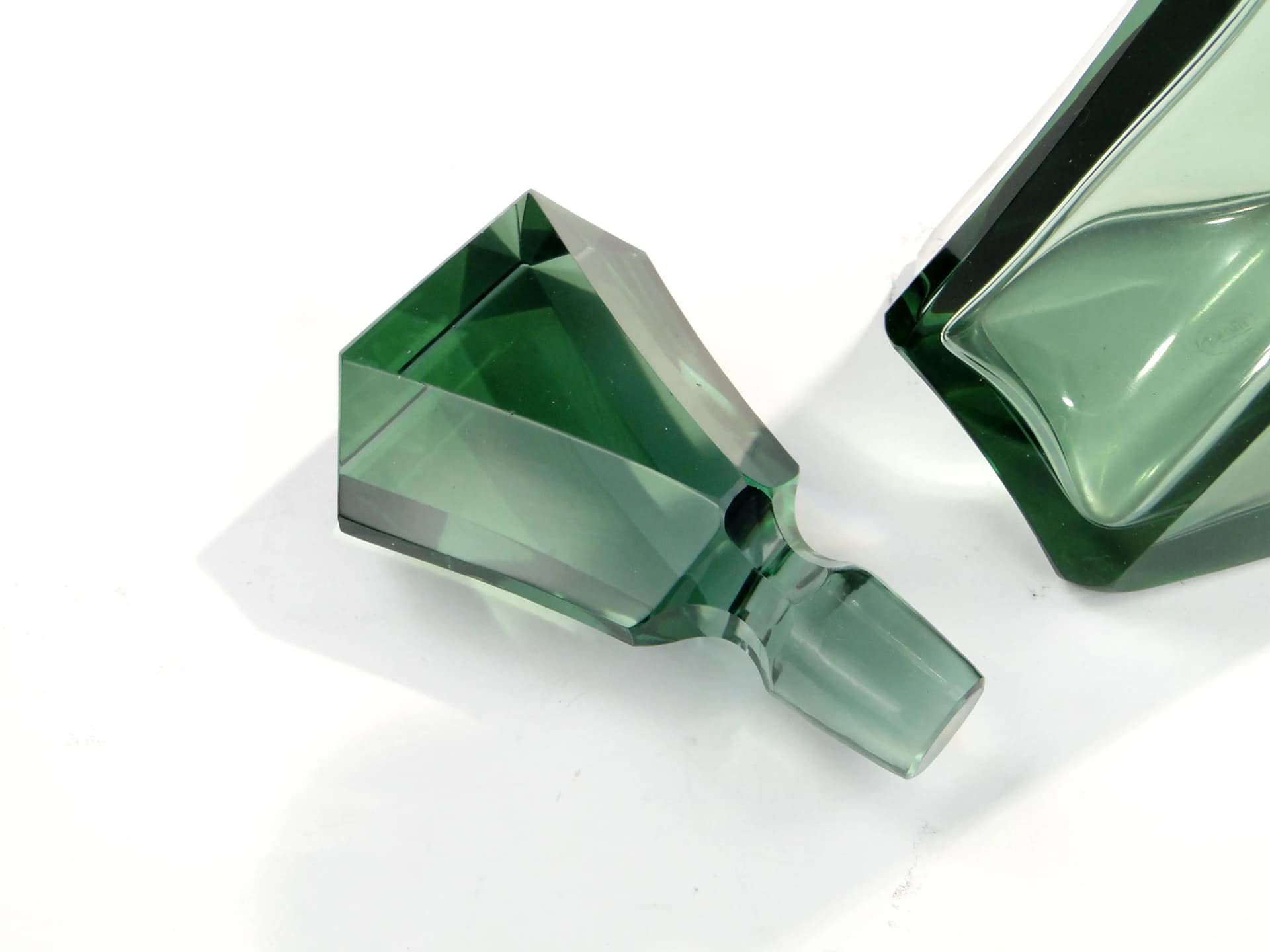 Karafka art déco, turkus, kryształ, Moser, Czechosłowacja, lata 30. - 14946