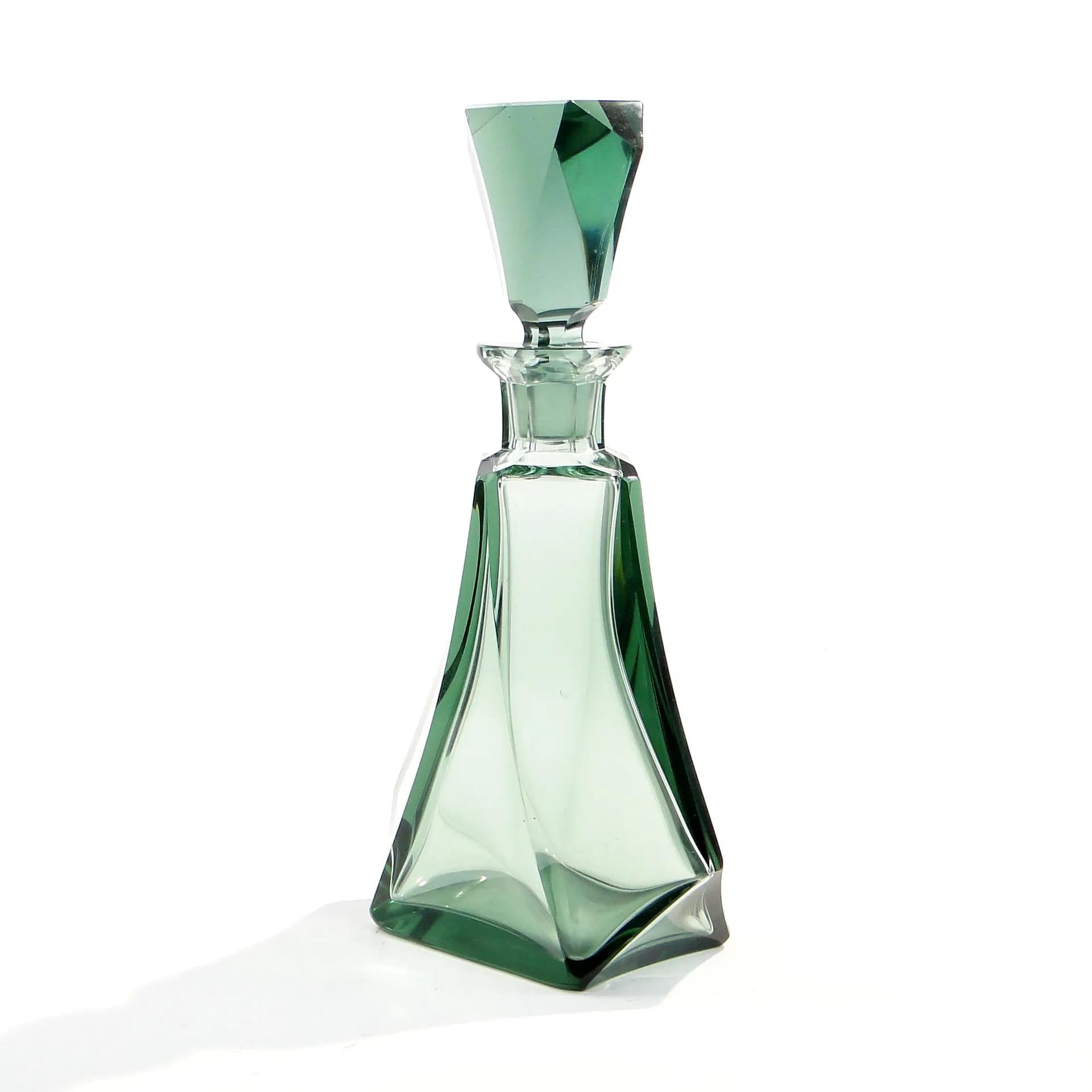 Karafka art déco, turkus, kryształ, Moser, Czechosłowacja, lata 30. - 14943