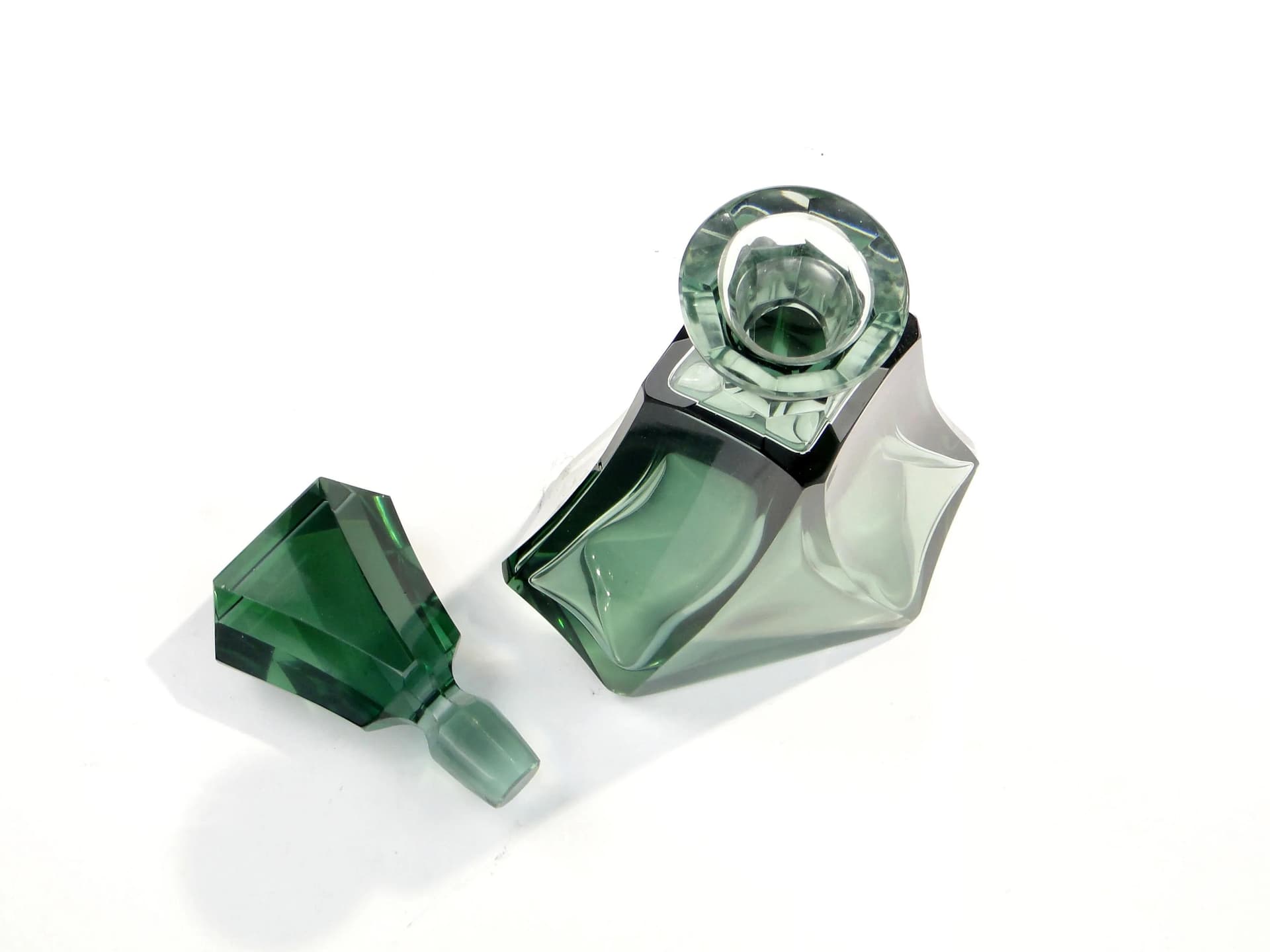 Karafka art déco, turkus, kryształ, Moser, Czechosłowacja, lata 30. - 14945