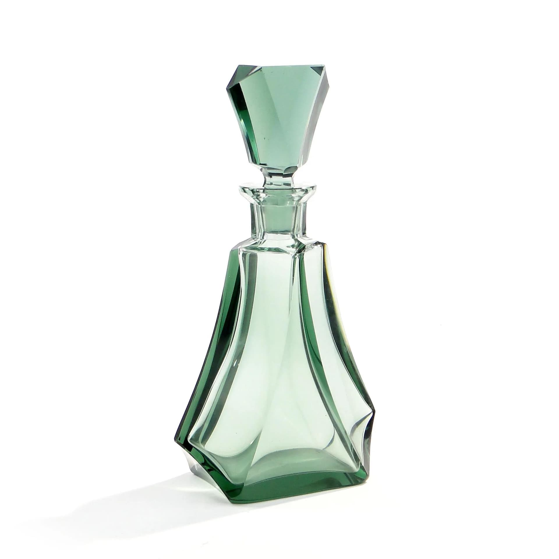 Karafka art déco, turkus, kryształ, Moser, Czechosłowacja, lata 30. - 14940