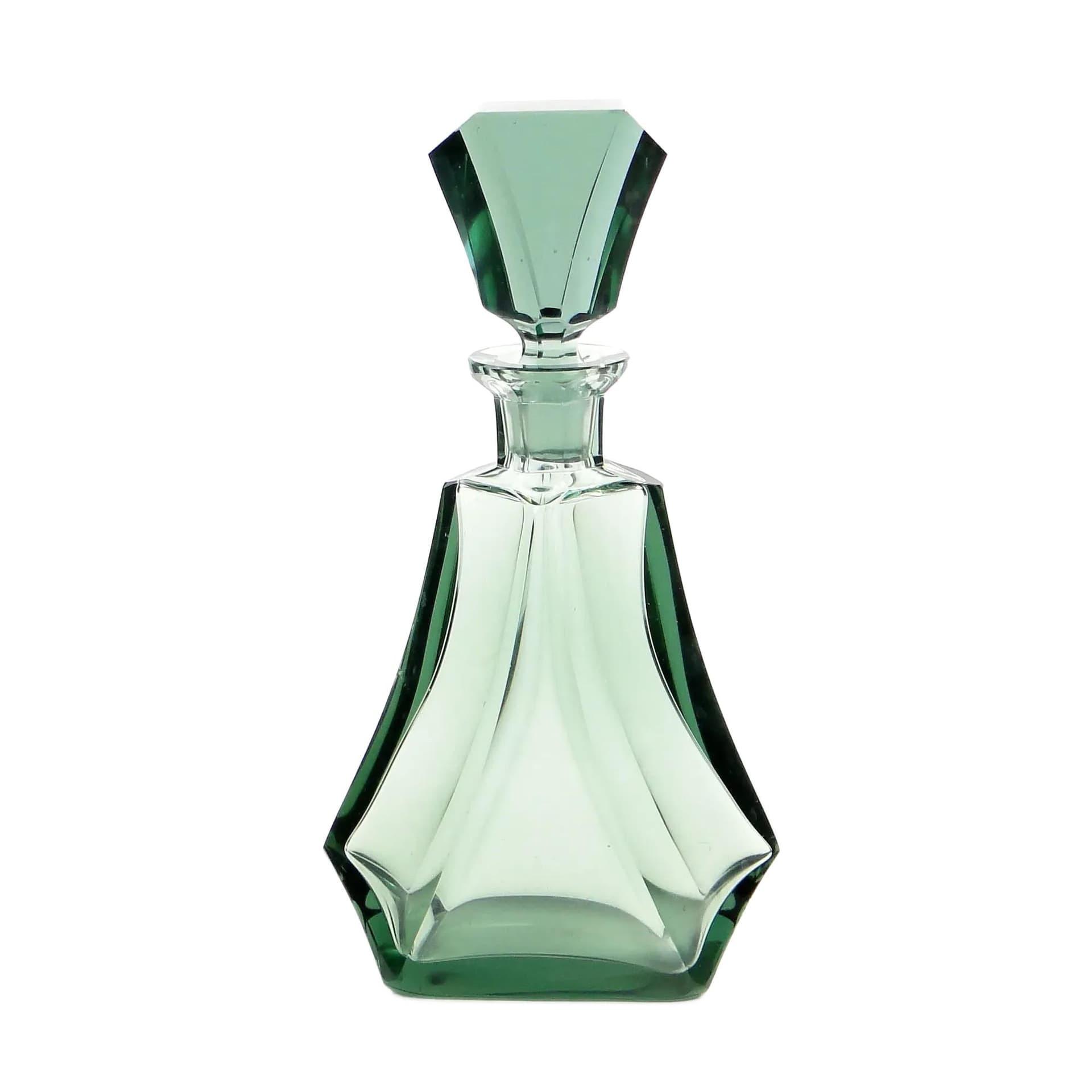 Karafka art déco, turkus, kryształ, Moser, Czechosłowacja, lata 30.