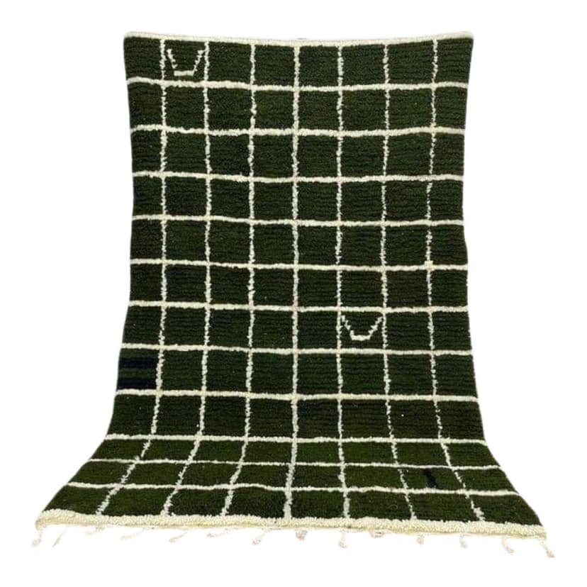 Ręcznie tkany dywan 140x260 cm, wełna, zielony, Maroko