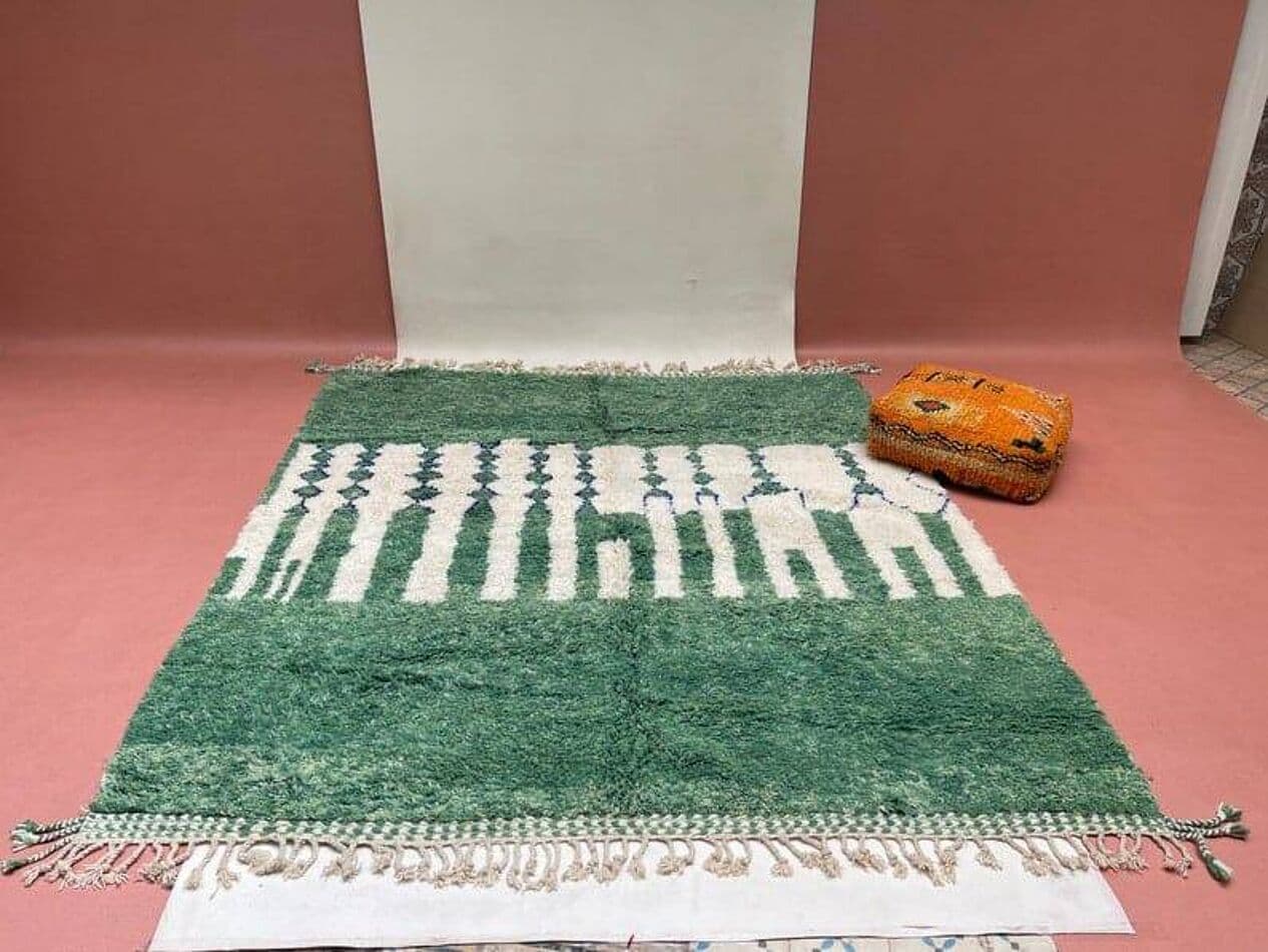 Ręcznie tkany dywan 150x250 cm, wełna, zielony, Maroko - 206565