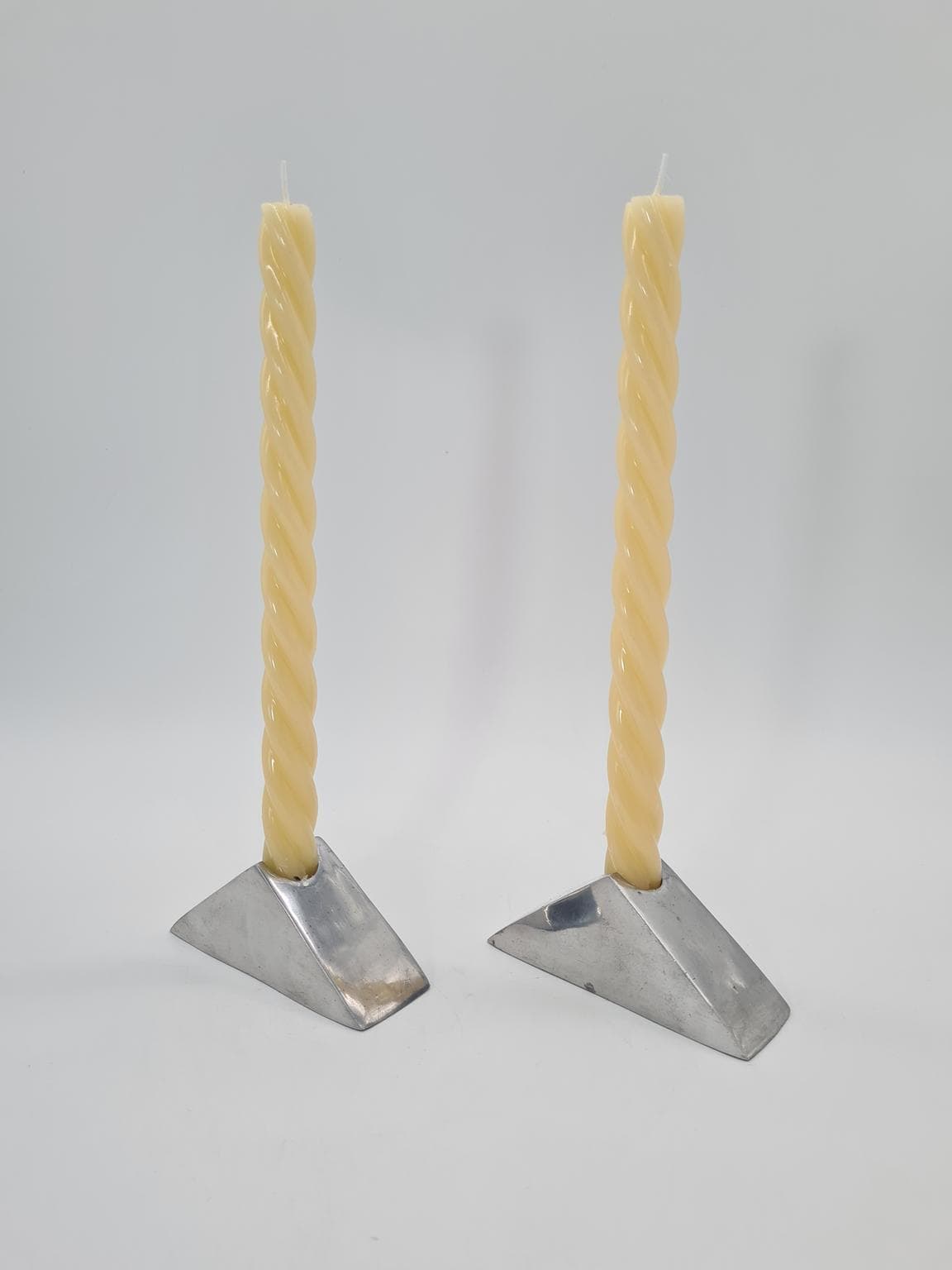 Nowoczesne świeczniki z polerowanego aluminium, lata 2000., zestaw 2 szt. - 206077