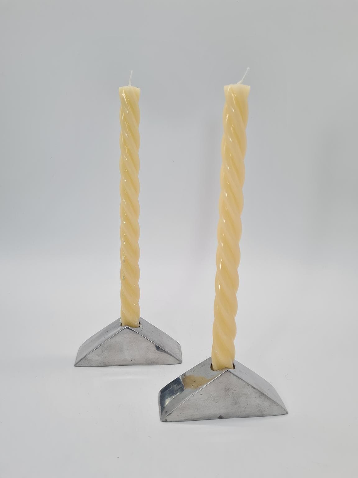 Nowoczesne świeczniki z polerowanego aluminium, lata 2000., zestaw 2 szt. - 206075