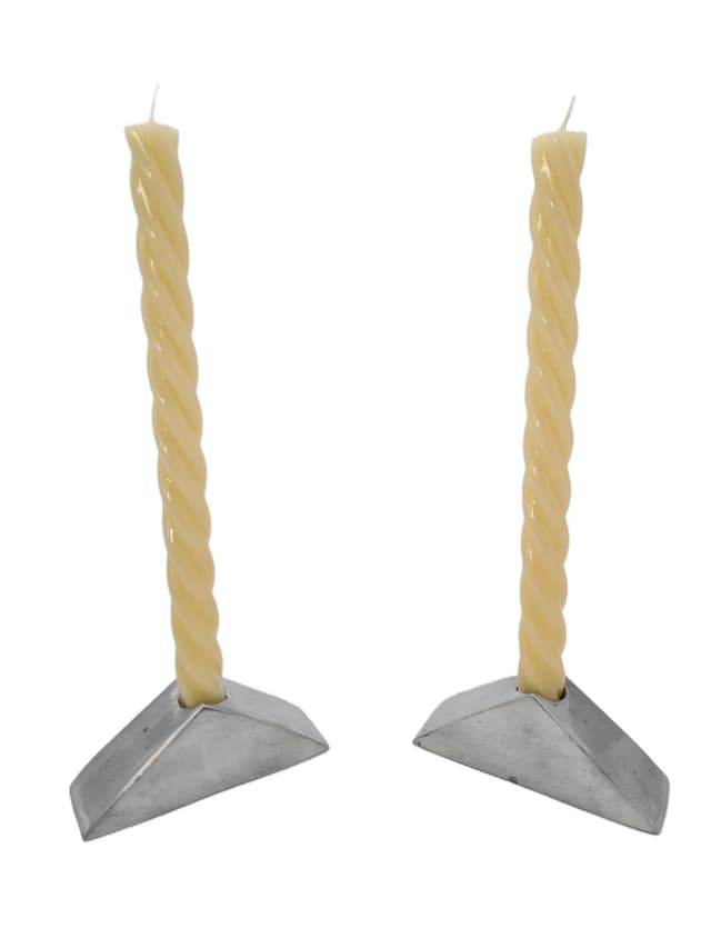 Nowoczesne świeczniki z polerowanego aluminium, lata 2000., zestaw 2 szt. - WYMIARY