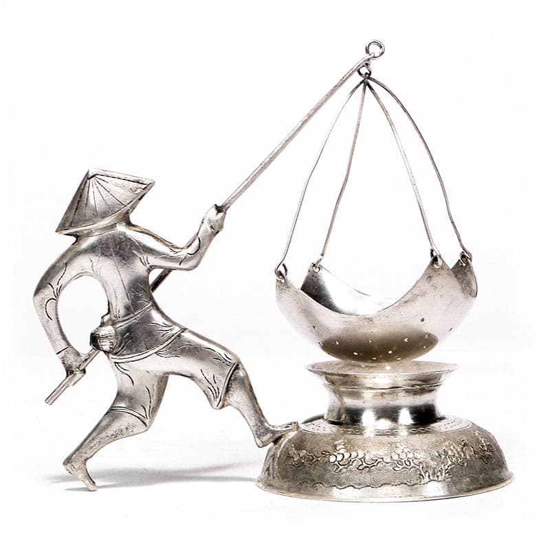 Sitko do herbaty figuralne, srebro, Wietnam, lata 50. - 206094