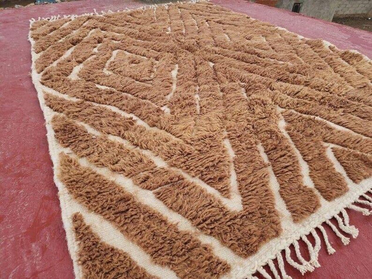 Ręcznie tkany dywan 150x250 cm, wełna, brązowy, Maroko - 206526