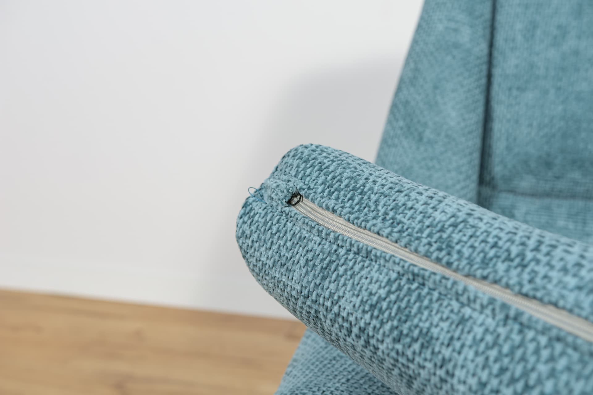 Armchair, blue fabric, beech, by F. Ohlsson, Dux, Sweden, 1960s. - 206204