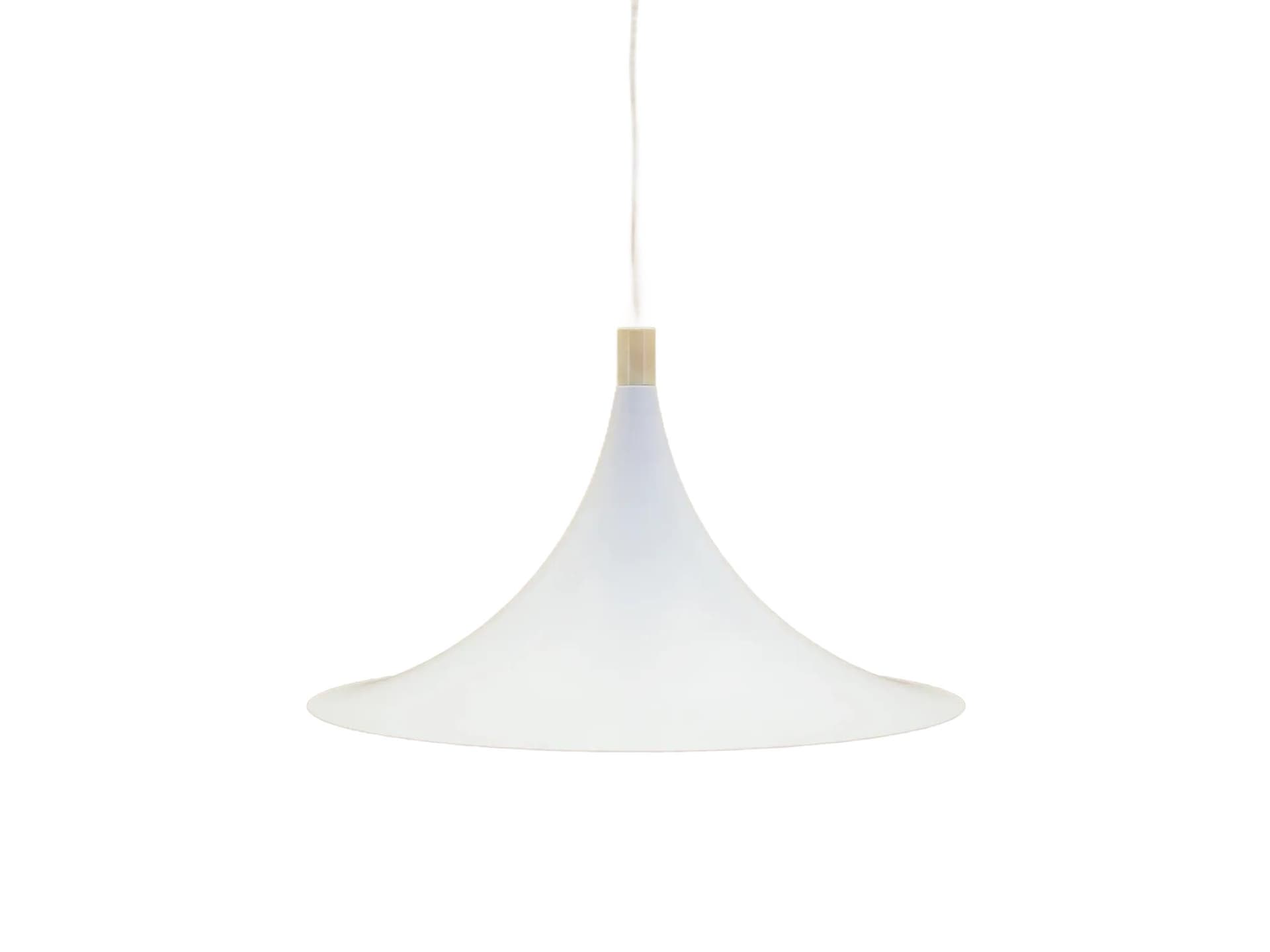 Lampa wisząca, duński design, metal biały, Dania, lata 70.