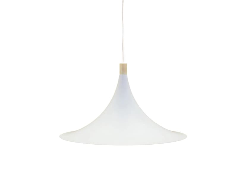 Lampa wisząca, duński design, metal biały, Dania, lata 70.