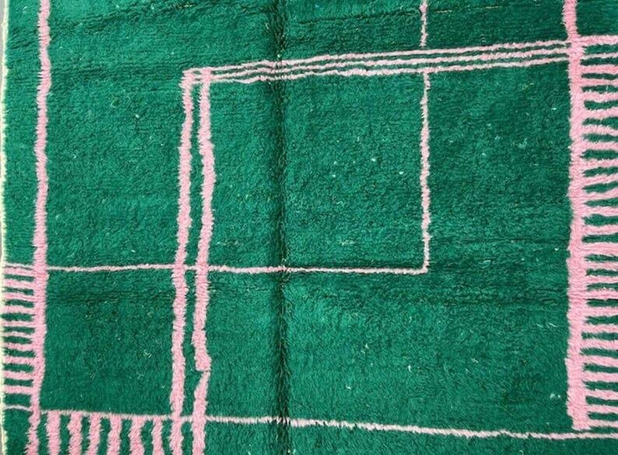 Ręcznie tkany dywan 200x300 cm, wełna, zielony, Maroko - 206425