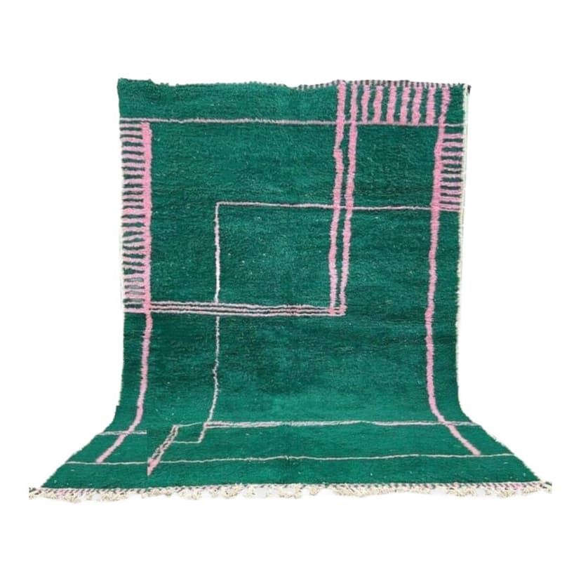 Ręcznie tkany dywan 200x300 cm, wełna, zielony, Maroko