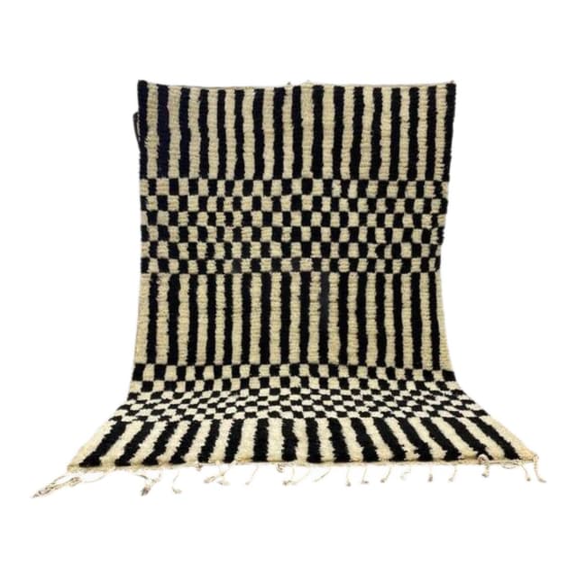 Ręcznie tkany dywan 200x300 cm, wełna, biały, czarny, Maroko - WYMIARY