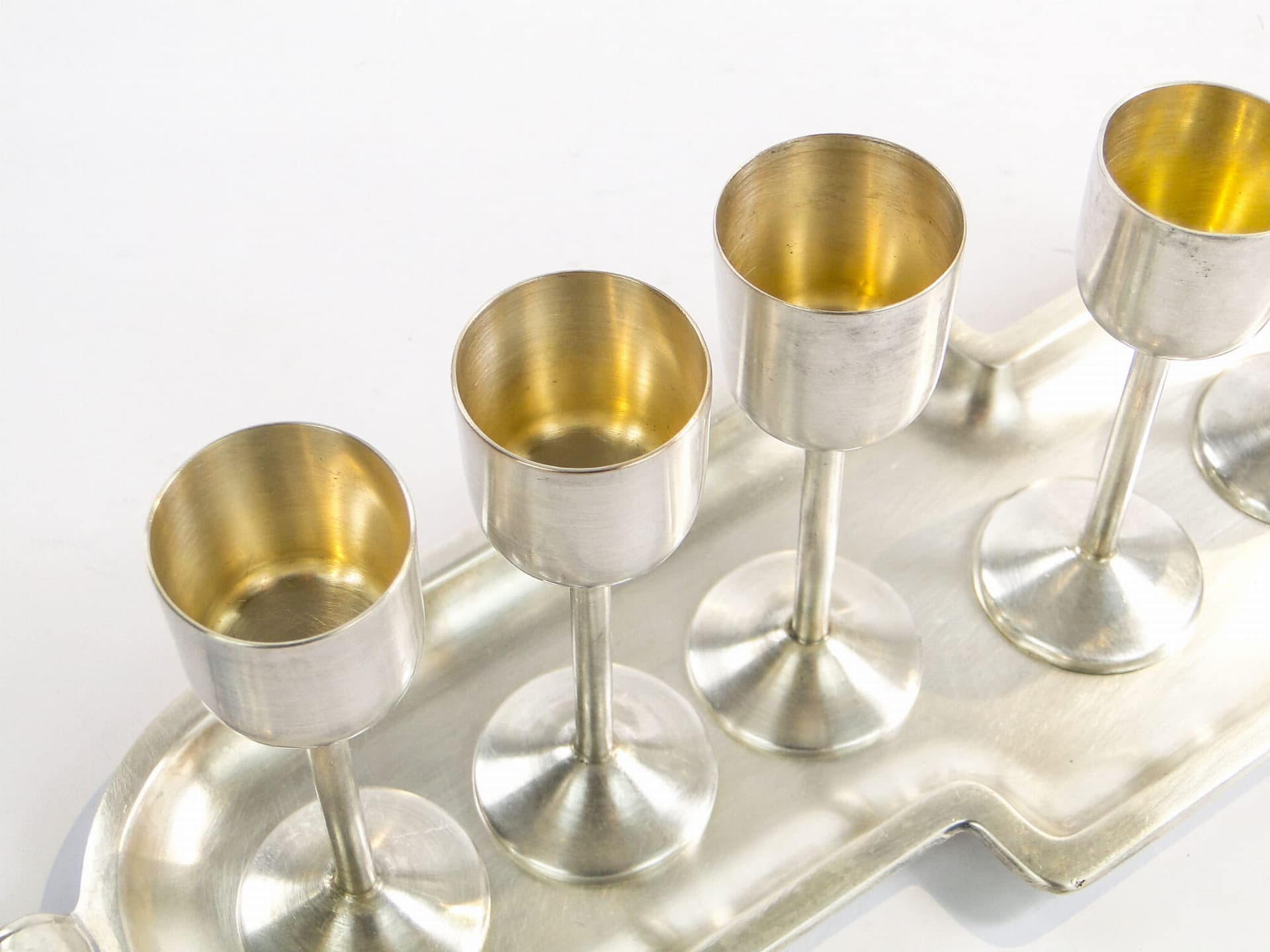 Goblet Set with Tray, Art Deco, silver, brass, Austria, 1920s - 206221
