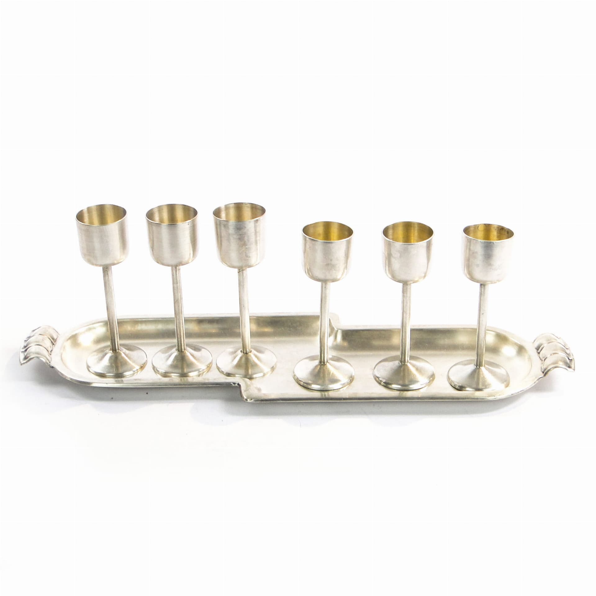 Goblet Set with Tray, Art Deco, silver, brass, Austria, 1920s - 206219