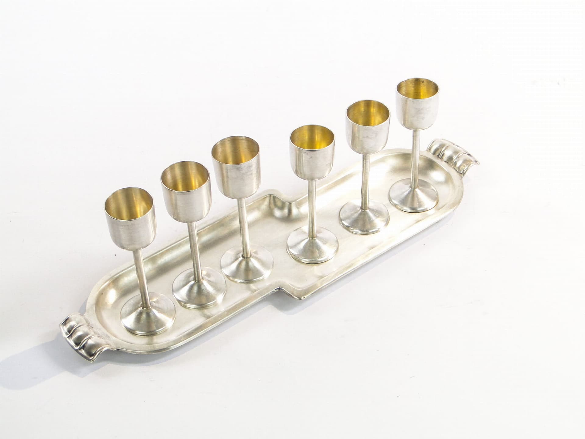 Goblet Set with Tray, Art Deco, silver, brass, Austria, 1920s - 206220