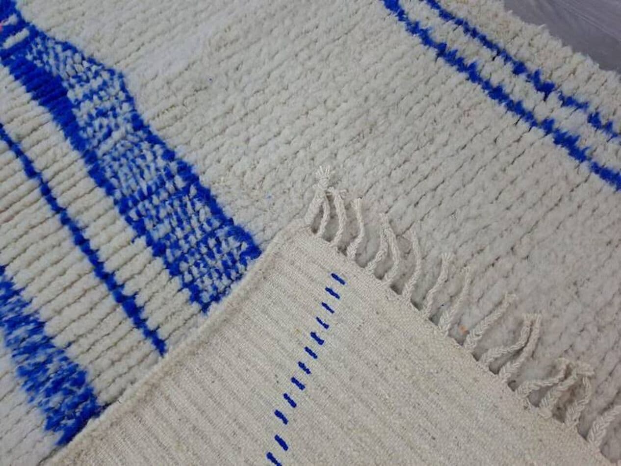 Ręcznie tkany dywan 200x300 cm, wełna, biały, niebieski, Maroko - 206341