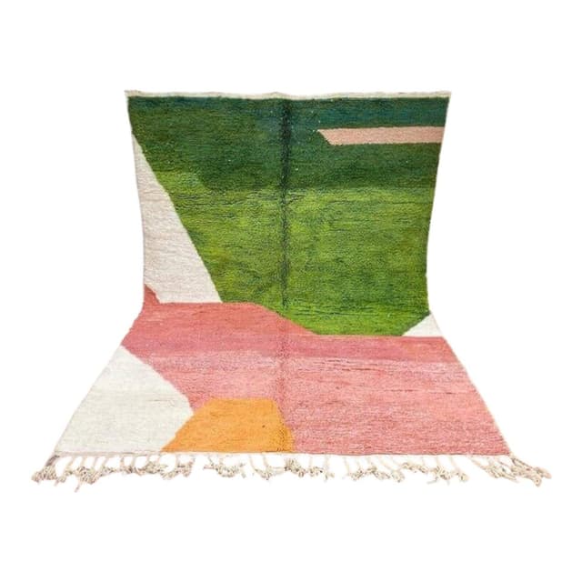 Ręcznie tkany dywan 150x250 cm, wełna, zielony, różowy, Maroko - WYMIARY