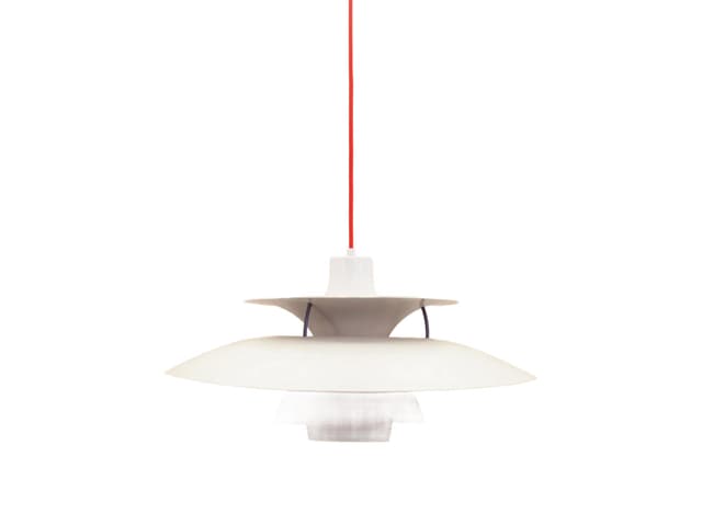 Lampa wisząca PH 5, metal biały multikolor, proj. P. Henningsen, dla Louis Poulsen, Dania, lata 70. - WYMIARY