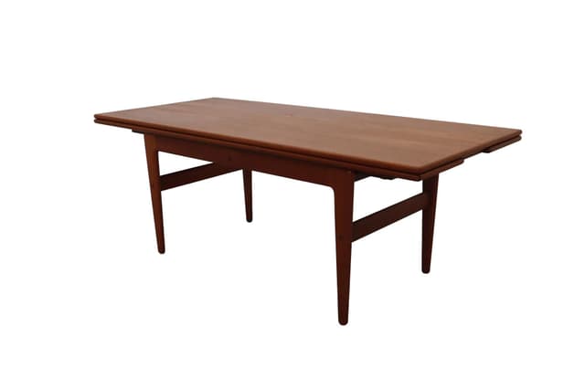 Stolik kawowy, teak brązowy, proj. K. Kristiansen, Dania, lata 60. - WYMIARY