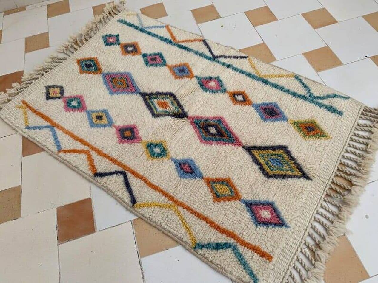 Handwoven rug 200x300 cm, wool, multicolor, Morocco - 207293