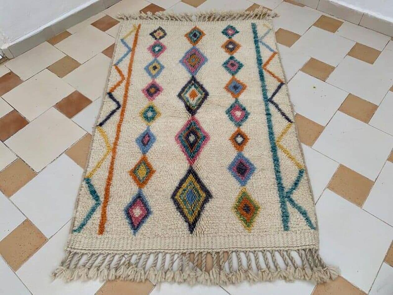 Handwoven rug 200x300 cm, wool, multicolor, Morocco - 207292