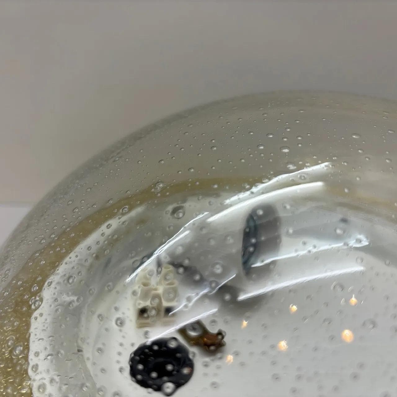 Plafon, szkło przezroczyste, mosiądz złoty, Niemcy, lata 70. - 15116