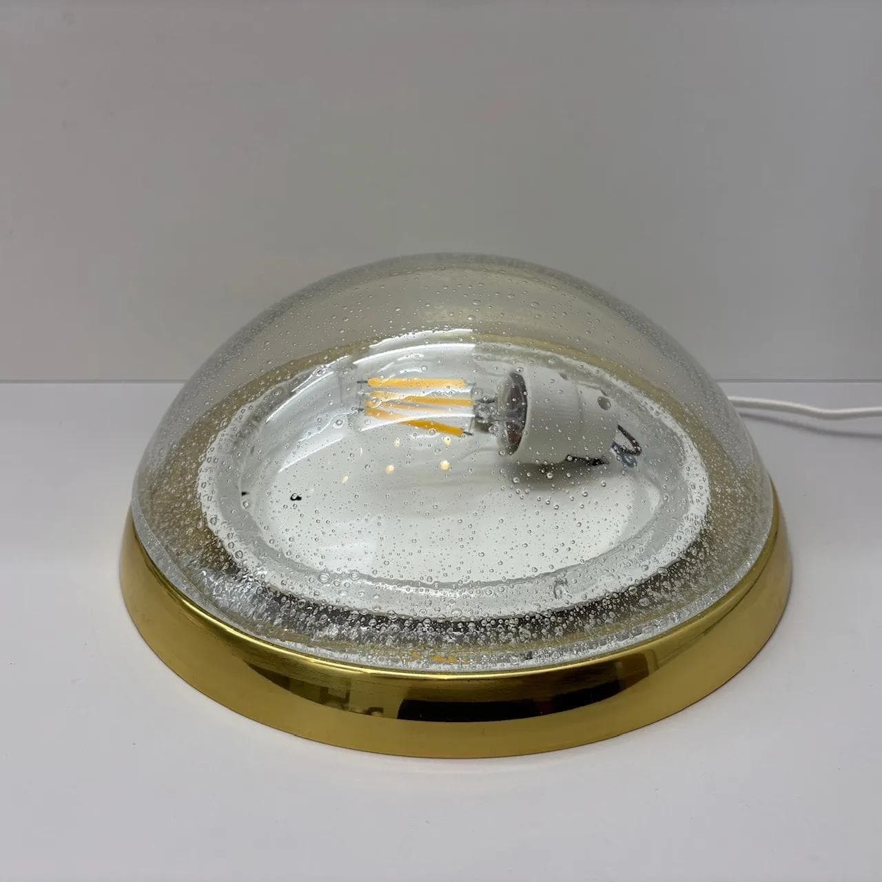 Plafon, szkło przezroczyste, mosiądz złoty, Niemcy, lata 70. - 15114