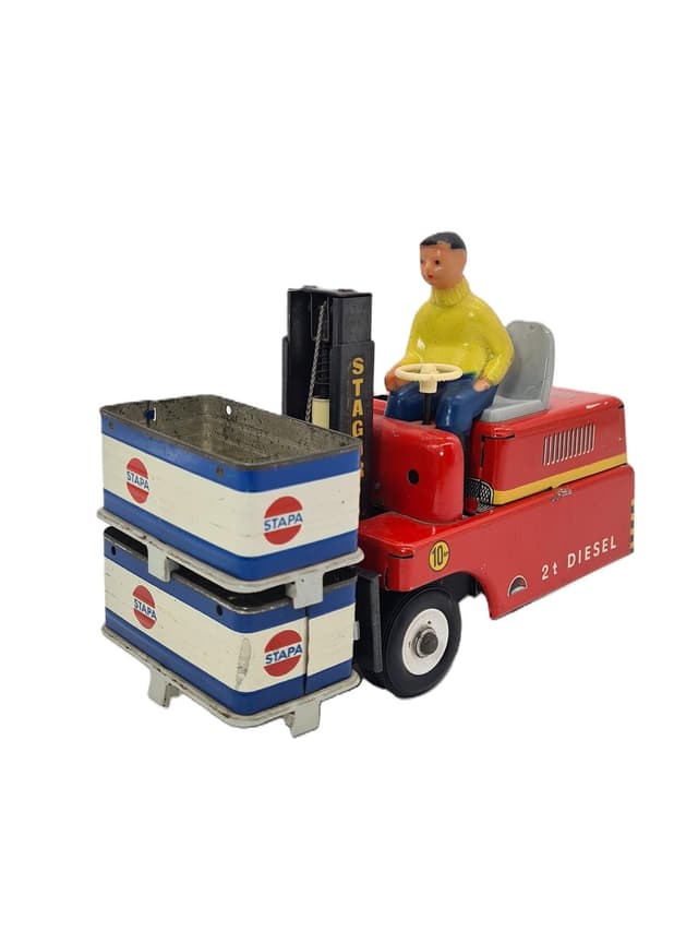 Metalowy wózek widłowy firmy Stagor z pudłami firmy Stapa, Niemcy, lata 60. XX wieku - WYMIARY