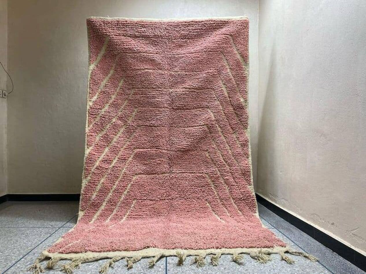 Ręcznie tkany dywan 200x300 cm, wełna, różowy, Maroko - 207218