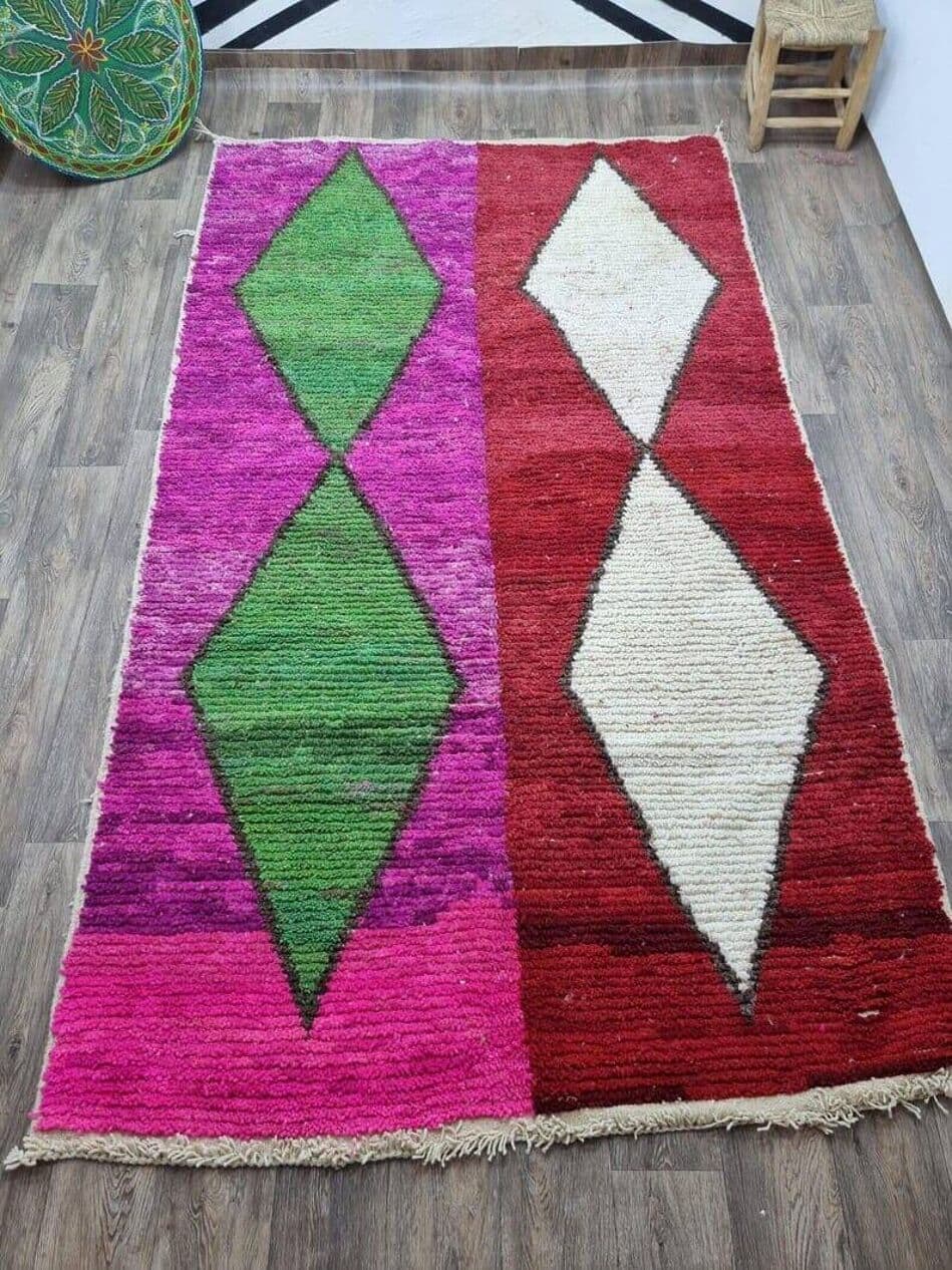 Handwoven rug 150x250 cm, wool, multicolour, Morocco - 208291