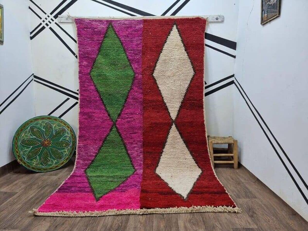 Handwoven rug 150x250 cm, wool, multicolour, Morocco - 208287