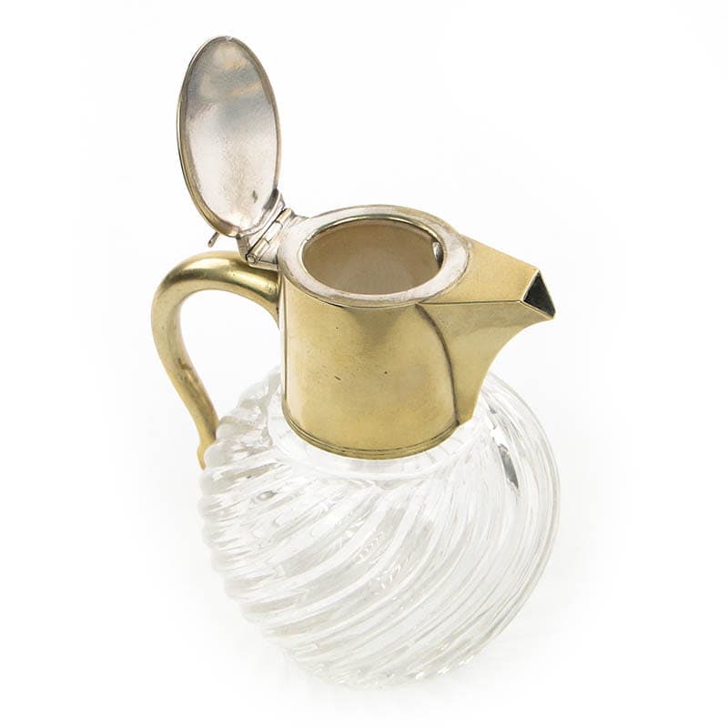 Decanter, transparent crystal glass, brass, Hallberg, Sweden, 19th c. - 207361