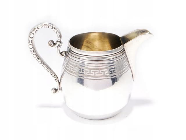 Mlecznik giloszowany, srebrny, mosiądz platerowany srebrem, Henniger, Polska, XIX w. - WYMIARY