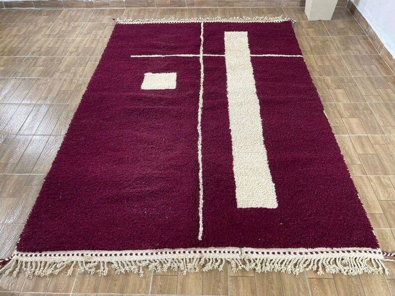 Ręcznie tkany dywan 150x250 cm, wełna, bordowy, Maroko - 208144