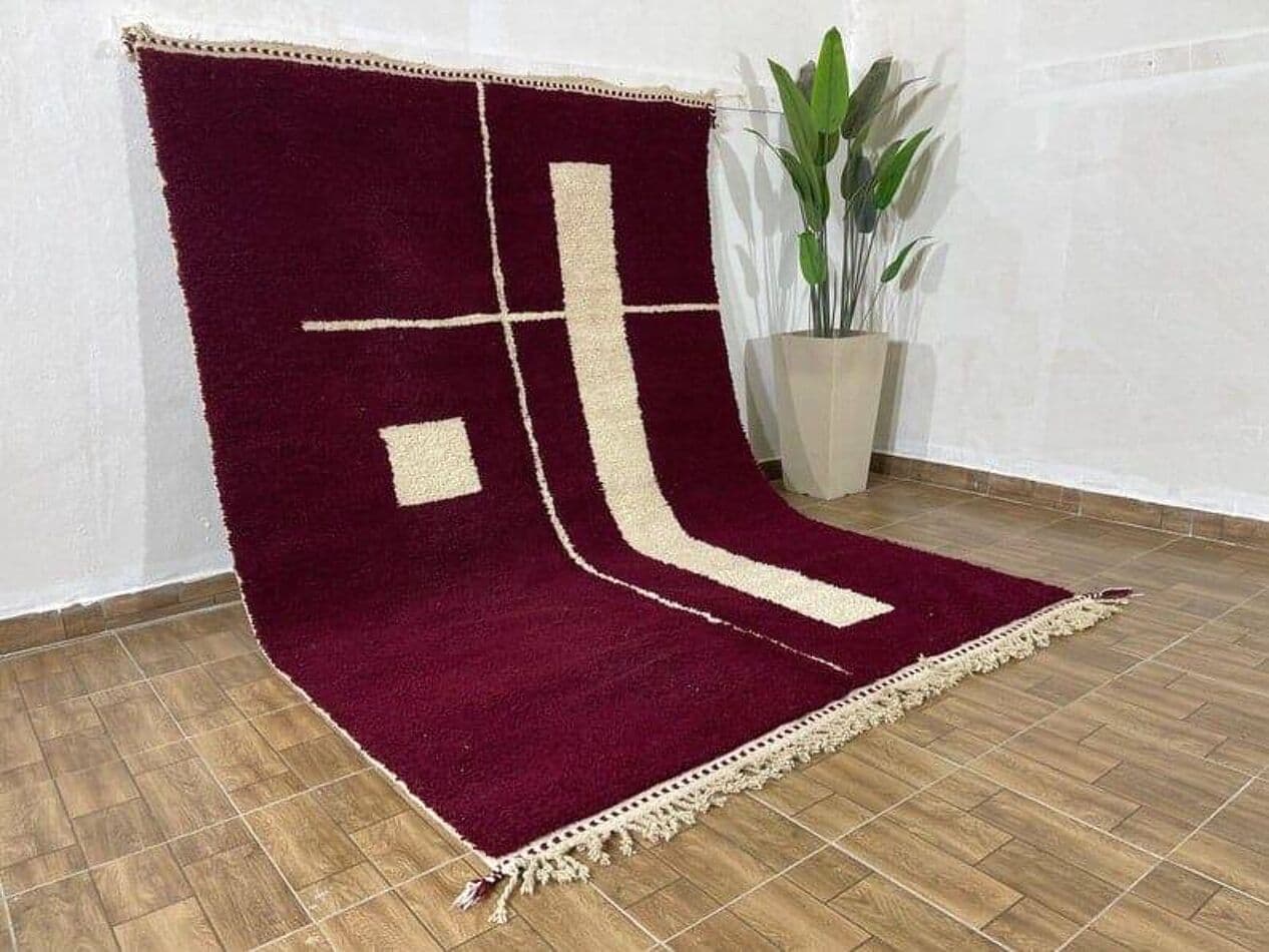 Ręcznie tkany dywan 150x250 cm, wełna, bordowy, Maroko - 208140